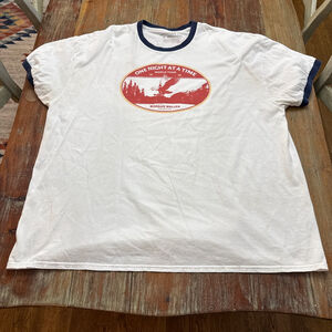 Morgan Wallen Ringer Short Sleeve Tee XXL White Navy Blue One Night at a Time